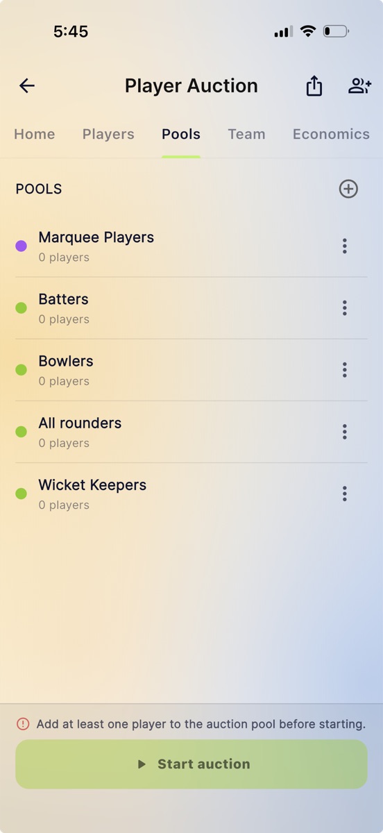 The player pool sorted into sets such as Marquee and Batters